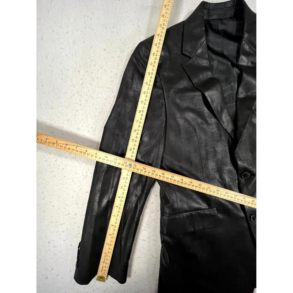 Andrew Fezza Y2k Sport‎ Coat Mens 2 Black Leather Notch Lapel Business Blazer - Picture 8 of 9